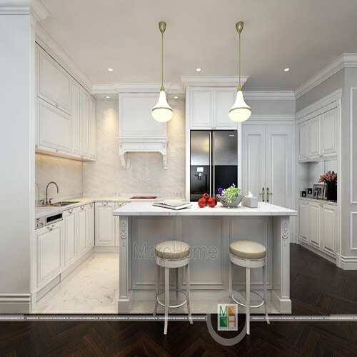 Thi công bàn đảo đá nhân tạo solid surface- Imperia Garden