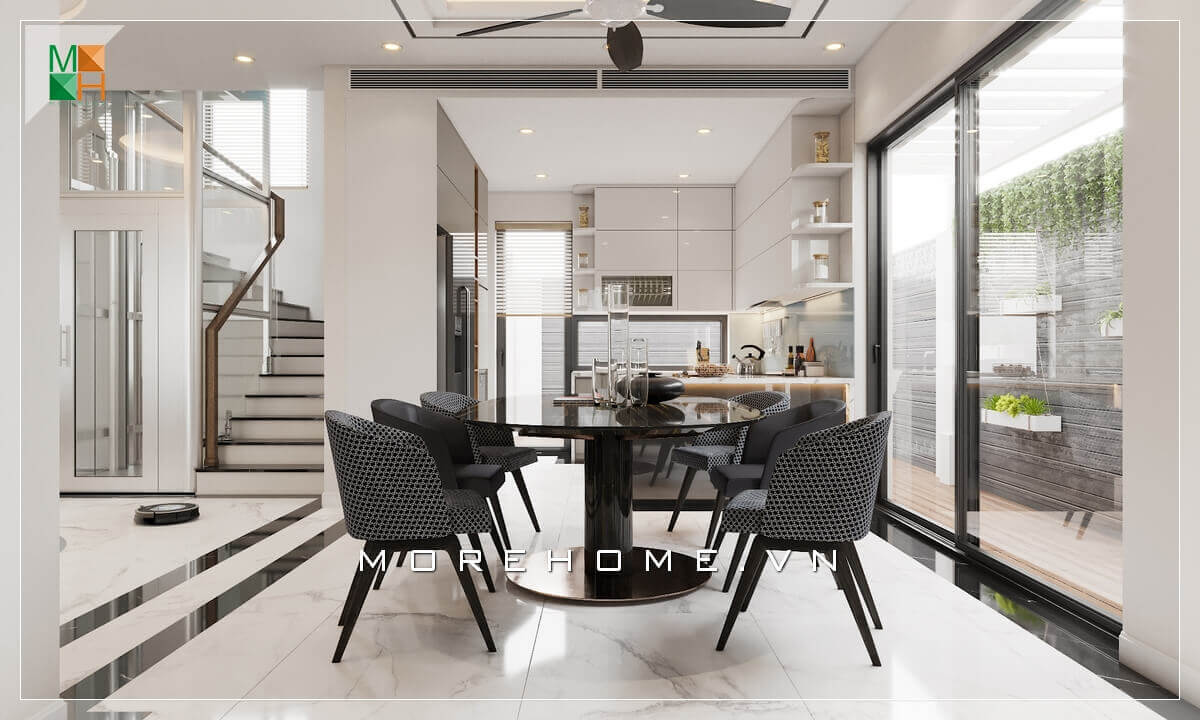 Bộ bàn ăn mặt đá cao cấp hiện đại, độc đáo cho gia đình