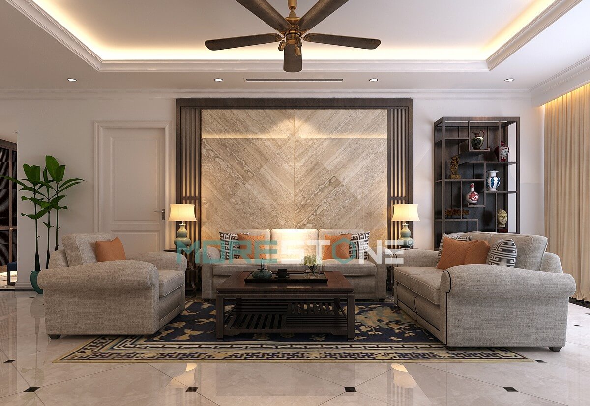 Tập hợp những mẫu thiết kế đá ốp tường phòng khách đẹp ấn tượng