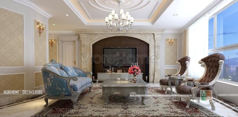 đá ốp tường phòng khách