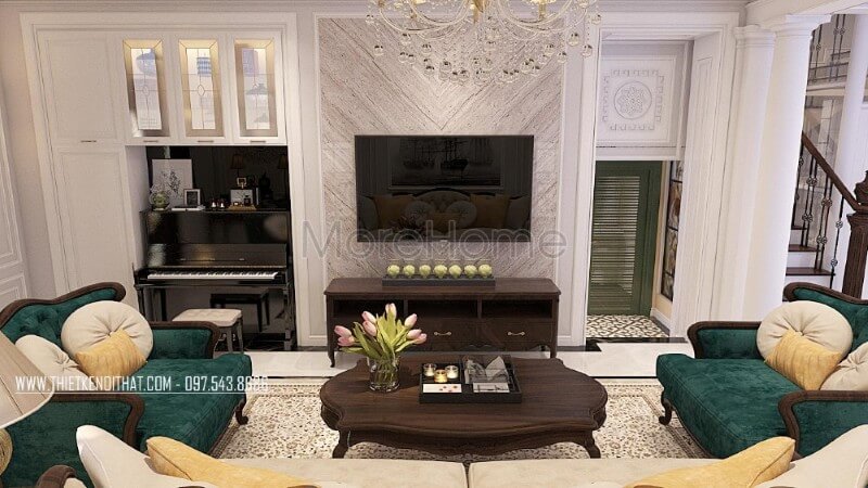 đá ốp tường phòng khách