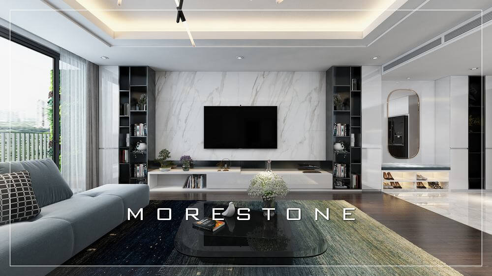 Chọn lựa những mẫu thiết kế đá ốp tường phòng khách đẹp ấn tượng