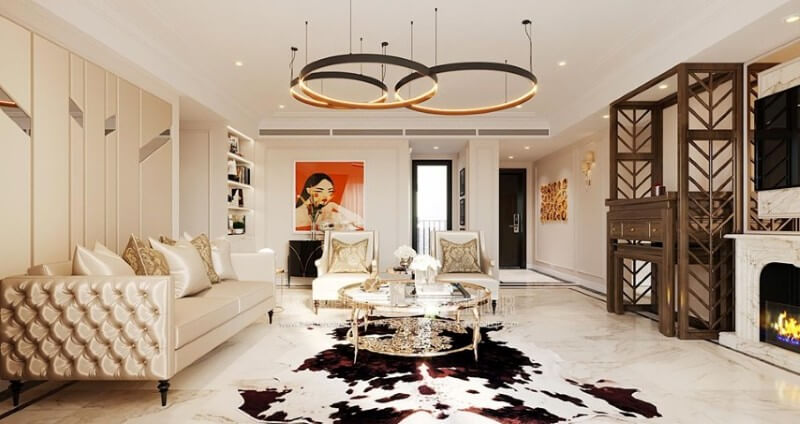 Đá nhân tạo ốp tường phòng khách