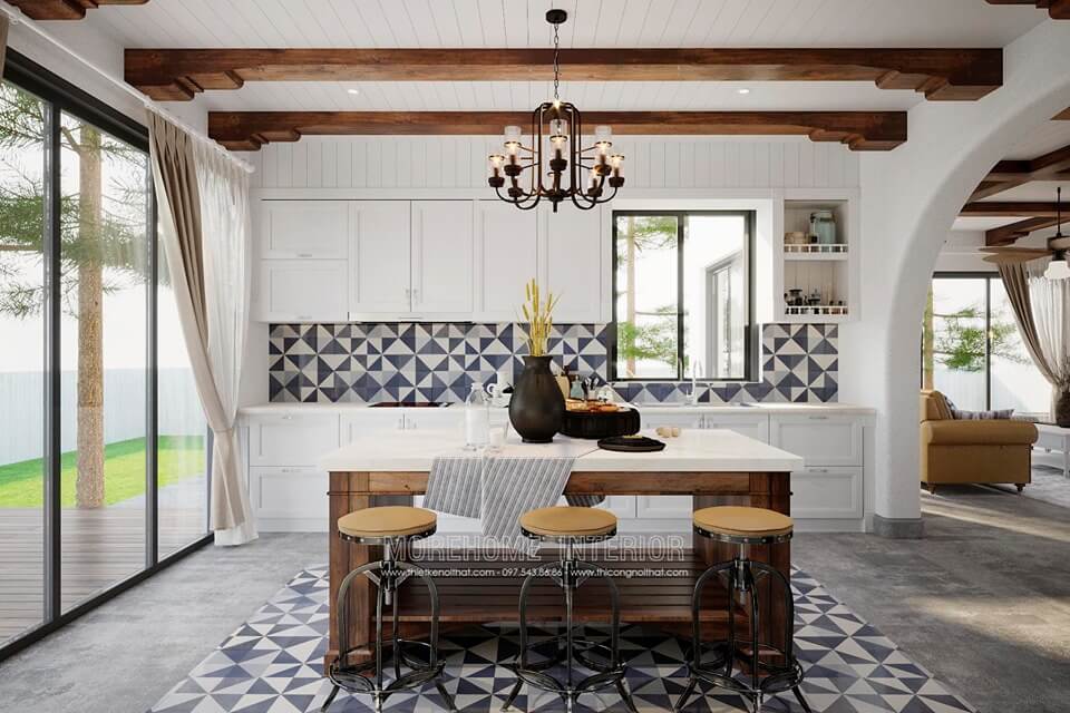 Thiết kế nội thất đá nhân tạo trong không gian nhà