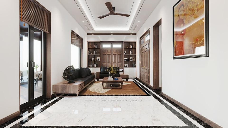 Thiết kế nội thất đá nhân tạo trong không gian nhà