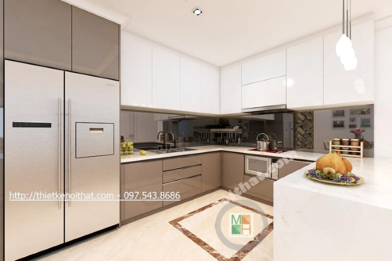 Thiết kế nội thất đá nhân tạo trong không gian nhà