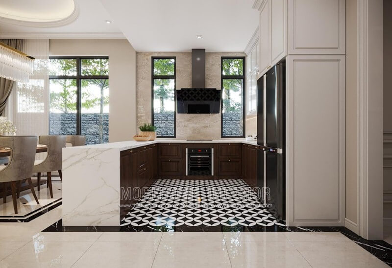 Thiết kế nội thất đá nhân tạo trong không gian nhà