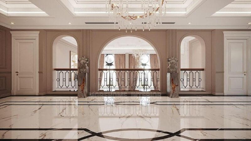 Thiết kế nội thất đá nhân tạo trong không gian nhà