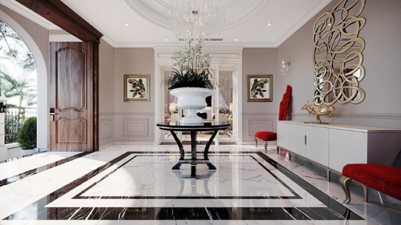 Thiết kế nội thất đá nhân tạo trong không gian nhà