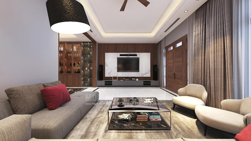 Thiết kế nội thất đá nhân tạo trong không gian nhà