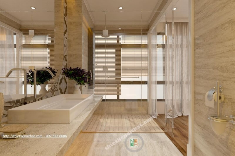 Không gian nhà tắm đầy ấn tượng với đá ốp tường phòng tắm, màu sắc chính là yếu tố quyết định đến tính thẩm mỹ của cả không gian. đá ốp tường phòng tắm