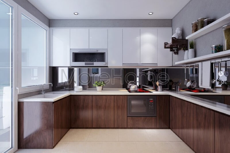 Đá ốp bếp nhân tạo màu trắng mang đến một không gian nhà bếp đầy độc đáo và mới lạ Đá nhân tạo solid surface