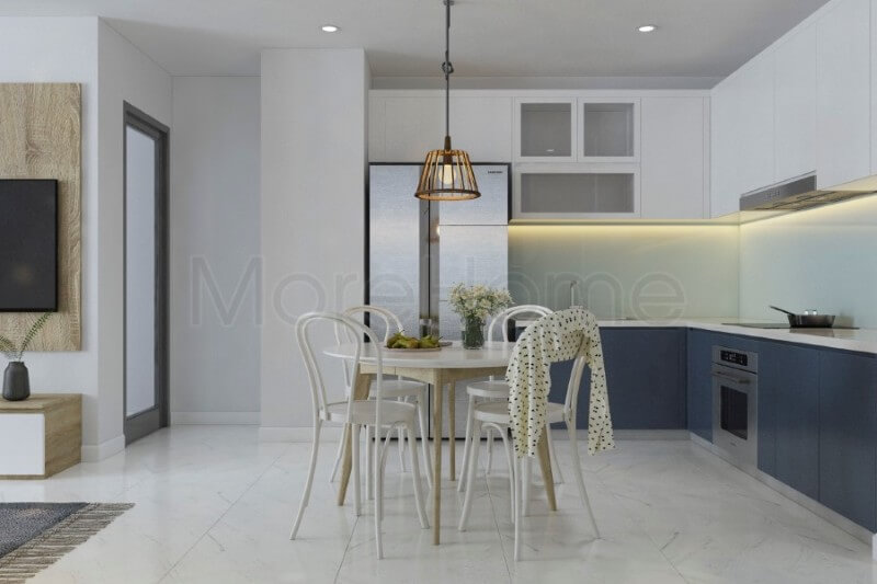 Sử dụng đá nhân tạo màu trắng để ốp bếp mang đến vẻ đẹp cao cấp và sang trọng hơn cho căn phòng Đá nhân tạo solid surface