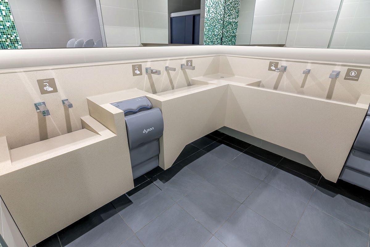 Độc đáo với thiết kế lạ mắt và tiện lợi khi sử dụng chất liệu đá solid surface LG liền khối cho nhà vệ sinh Đá nhân tạo solid surface