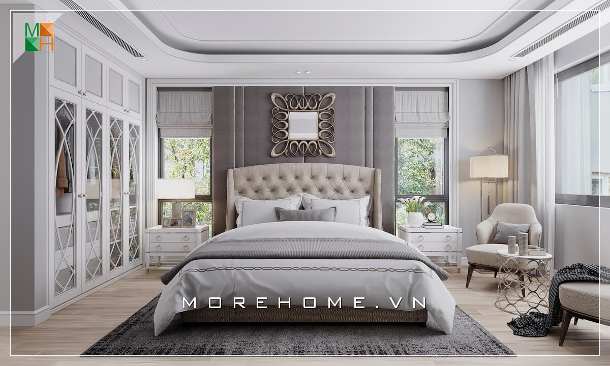 Giường ngủ biệt thự tân cổ điển Giường ngủ biệt thự tân cổ điển