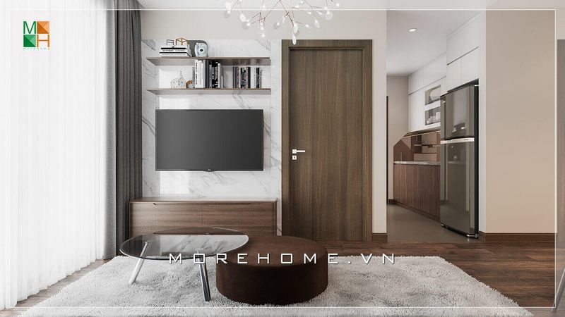 Mẫu vách tường tivi bằng đá nhân tạo vân mây cao cấp sẽ làm nổi bật vẻ đẹp tinh tế của không gian phòng khách của bạn.