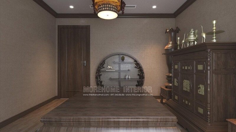 Phòng thờ chung cư được thiết kế với sự sang trọng và thành kính.