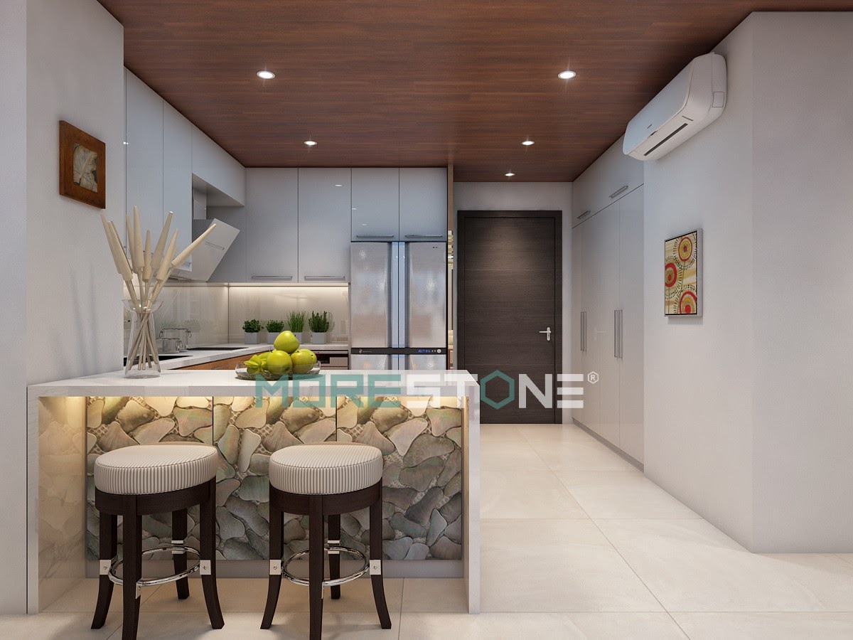 Lựa chọn đá bếp màu trắng chống ngấm tốt