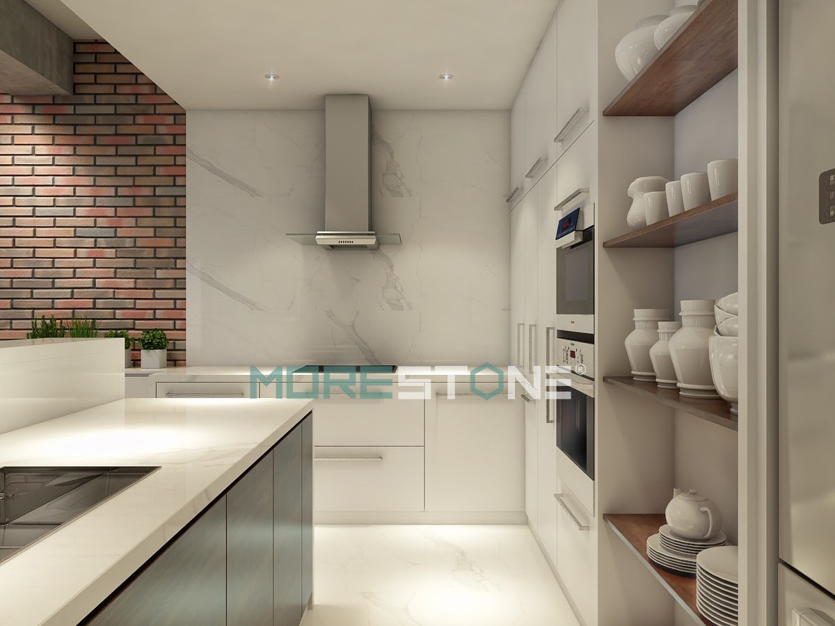 Lựa chọn đá bếp màu trắng chống ngấm tốt