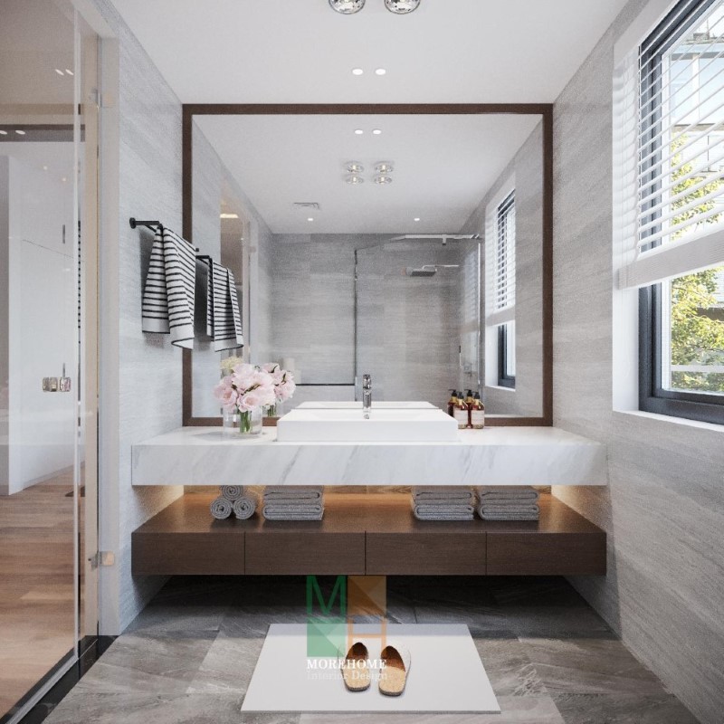 bàn đá lavabo màu trắng