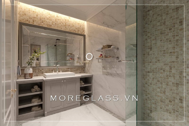 bàn đá lavabo màu trắng