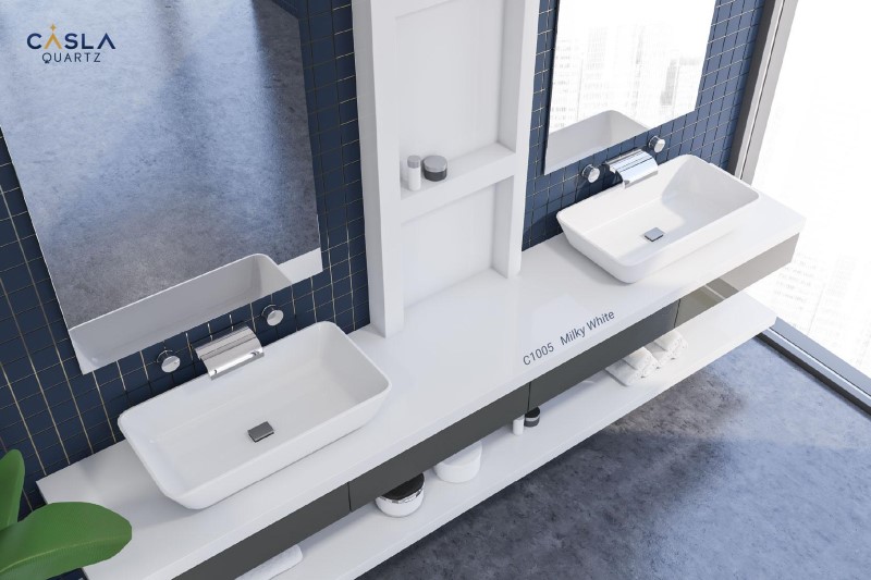 mặt bàn đá lavabo nhân tạo thạch anh