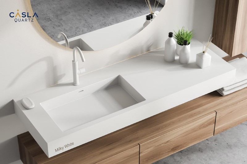 mặt bàn đá lavabo nhân tạo thạch anh