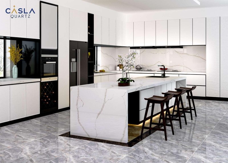 tường bếp nên ốp đá gi