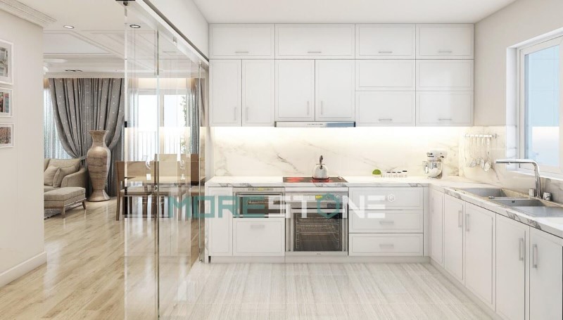 tường bếp nên ốp đá gi