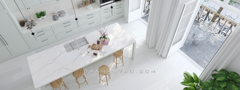 bàn ăn mặt đá casla quartz