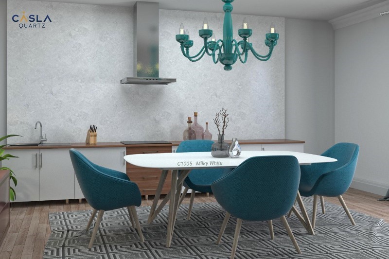 bàn ăn mặt đá casla quartz