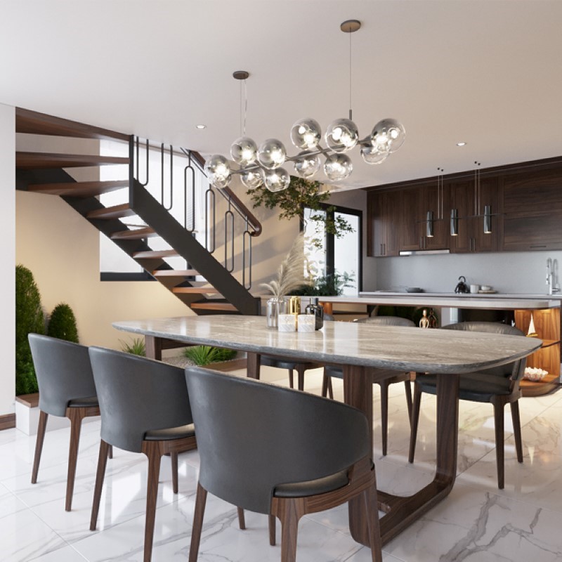 bàn ăn mặt đá casla quartz