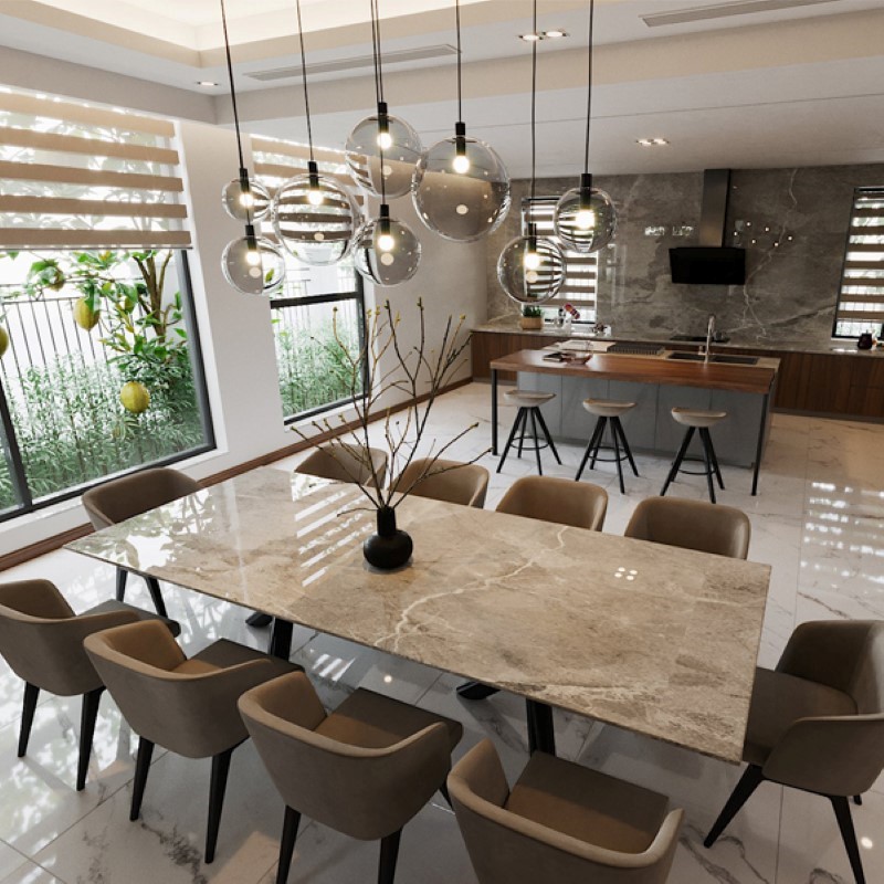 bàn ăn mặt đá casla quartz